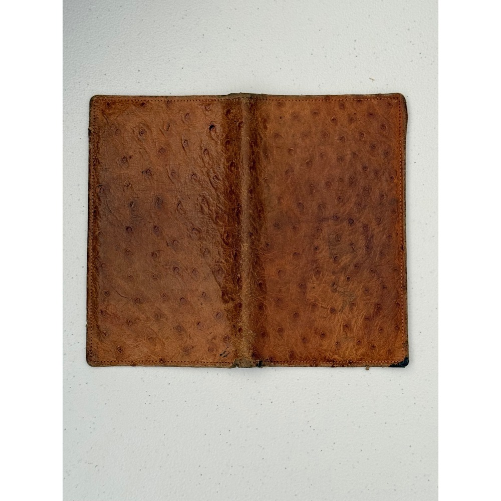 Vintage Lord & Taylor Ostrich Leather Checkbook Cover Wallet Made in England
